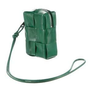 Bottega Veneta Green Intrecciato Leather Pouch